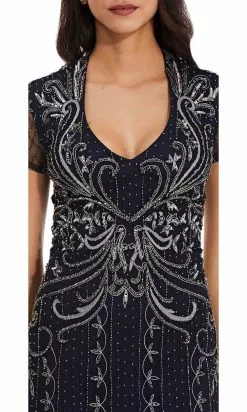 Adrianna Papell - AP1E207147 Short Sleeve V Neck Beaded Mesh Gown -Deals Adrianna Papell Store adrianna papell ap1e207147 short sleeve v neck beaded mesh gown evening dresses 28770891628627