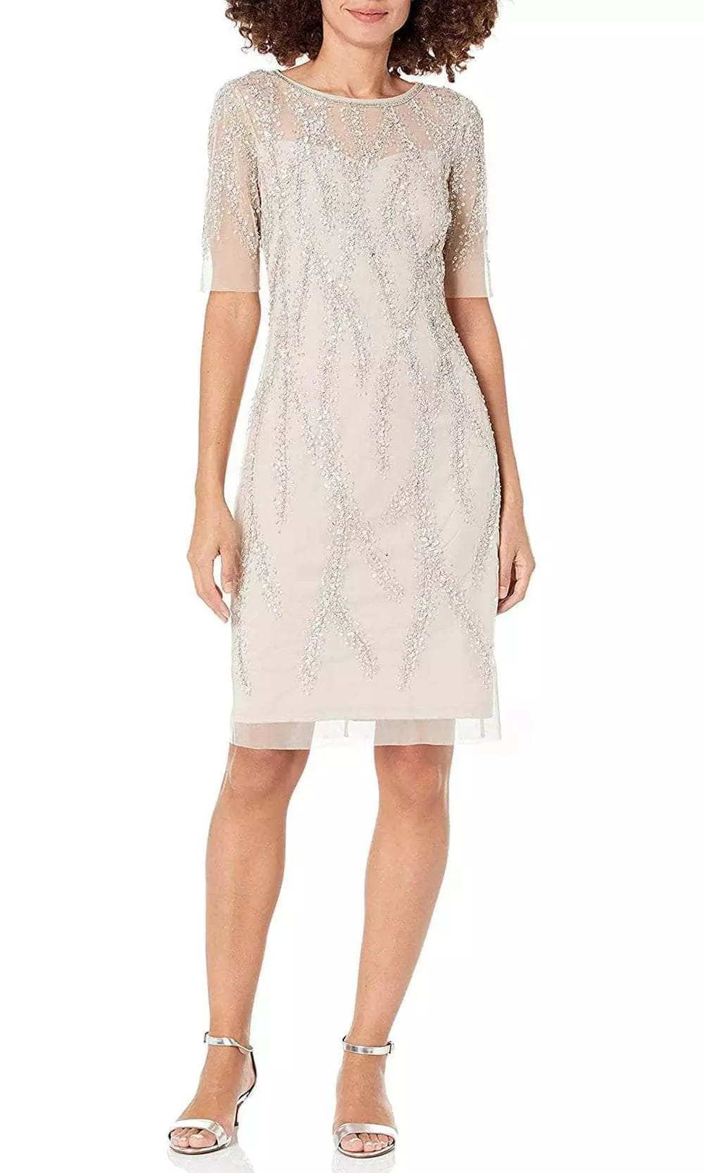 Adrianna Papell AP1E208580 - Short Sleeve Jewel Neck Formal Dress 1 Adrianna Papell AP1E208580 - Short Sleeve Jewel Neck Formal Dress