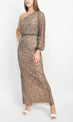 Adrianna Papell AP1E208694 - Beaded One Shoulder Evening Dress -Deals Adrianna Papell Store adrianna papell ap1e208694 beaded one shoulder evening dress evening dresses 31653133418579