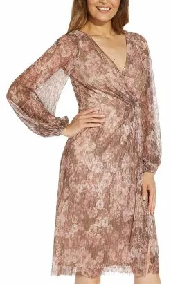 Adrianna Papell AP1E209095 - Faux Wrap Shiny Knee Length Dress -Deals Adrianna Papell Store adrianna papell ap1e209095 faux wrap shiny knee length dress special occasion dress 31711668240467