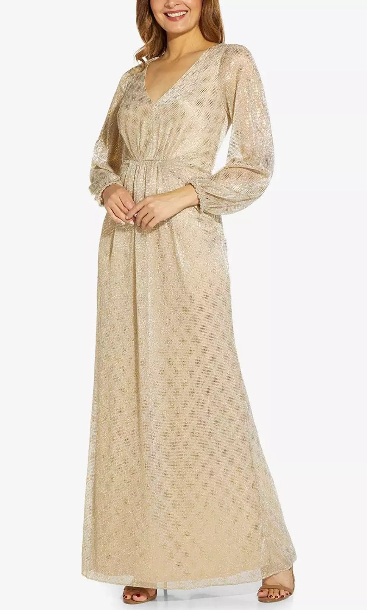 Adrianna Papell AP1E209111 - Formal Glittered Modest Long Gown 1 Adrianna Papell AP1E209111 - Formal Glittered Modest Long Gown