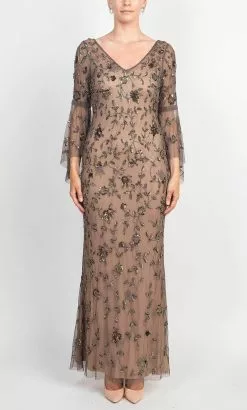 Adrianna Papell AP1E209140 - V Neck Embellished Long Gown