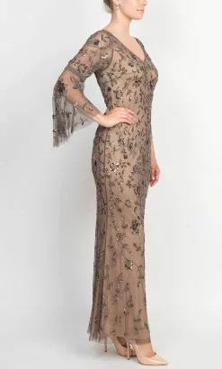 Adrianna Papell AP1E209140 - V Neck Embellished Long Gown -Deals Adrianna Papell Store adrianna papell ap1e209140 v neck embellished long gown mother of the bride dresses 31711766380627