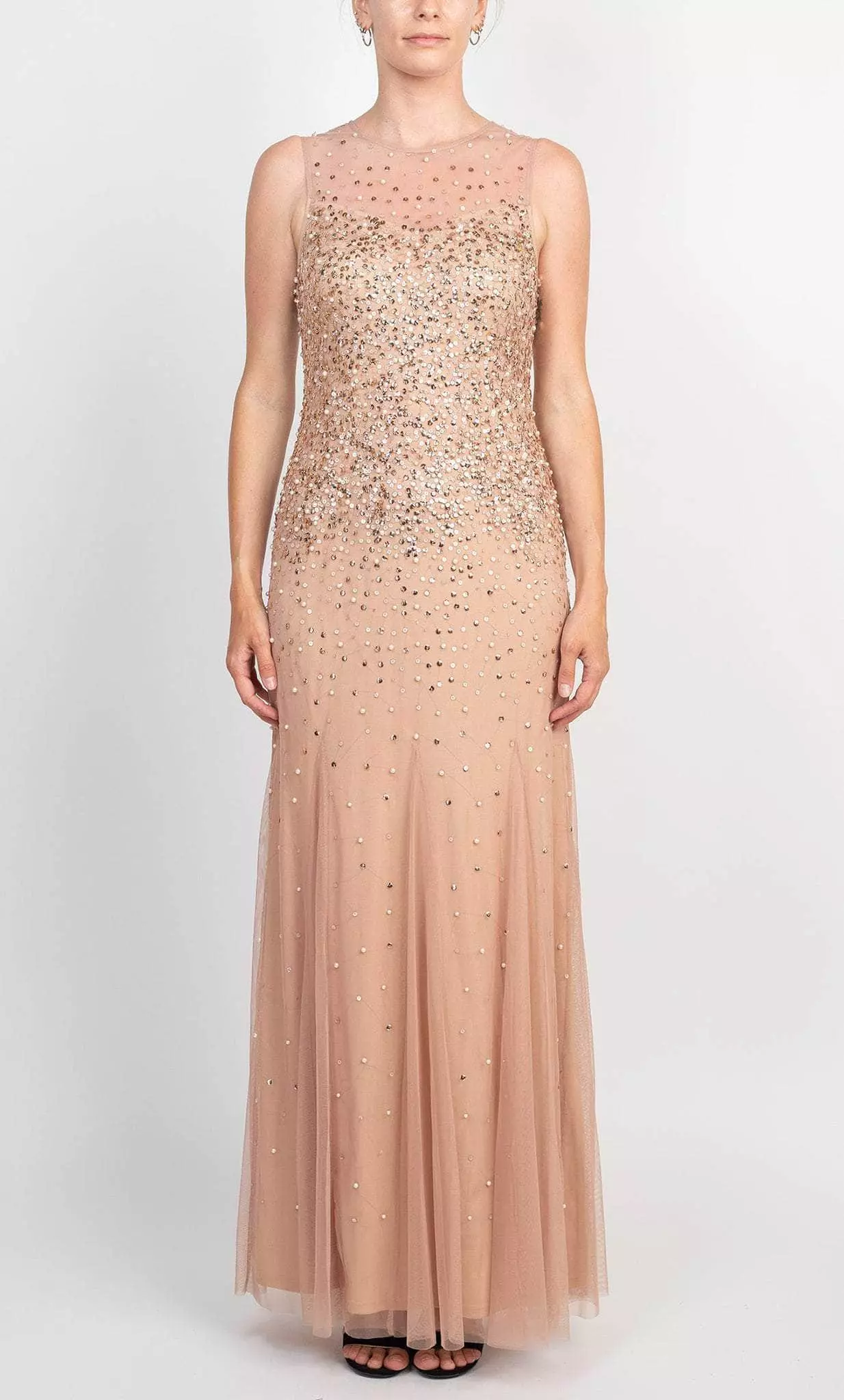 Adrianna Papell AP1E209164 - Illusion Sequined Sleeveless Gown 1 Adrianna Papell AP1E209164 - Illusion Sequined Sleeveless Gown