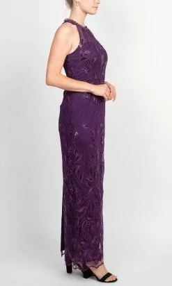 Adrianna Papell AP1E209275 - Embroidered Halter Formal Dress -Deals Adrianna Papell Store adrianna papell ap1e209275 embroidered halter formal dress prom dresses 31674226278483