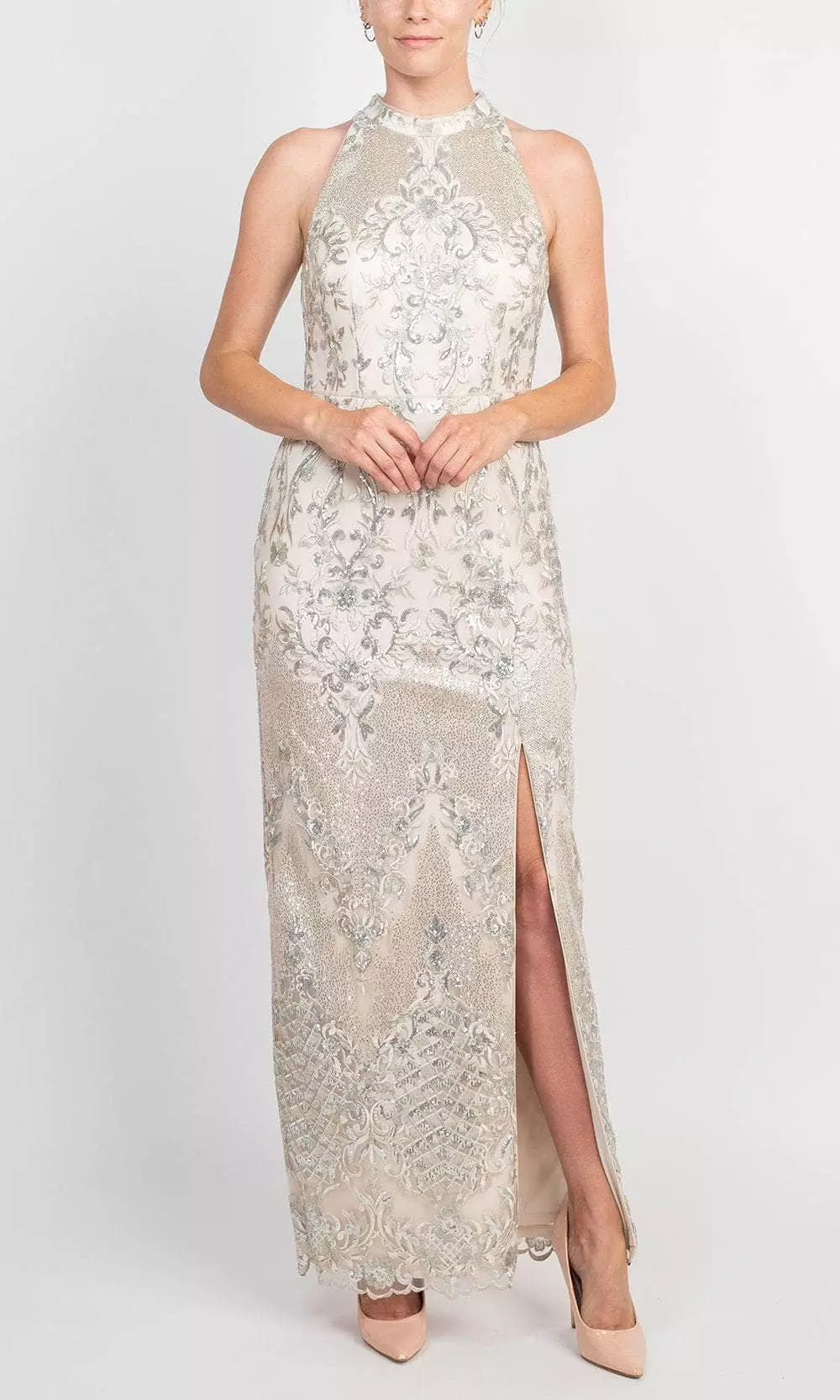 Adrianna Papell AP1E209303 - High Halter Sheath Evening Gown 1 Adrianna Papell AP1E209303 - High Halter Sheath Evening Gown