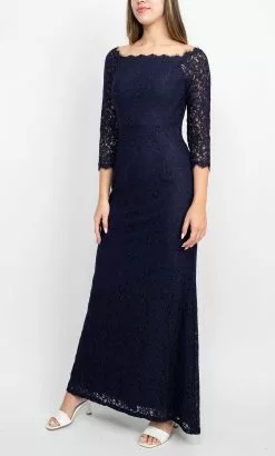 Adrianna Papell AP1E209461 - Straight-Across Neck Lace Evening Dress -Deals Adrianna Papell Store adrianna papell ap1e209461 straight across neck lace evening dress evening dresses 31710688313427