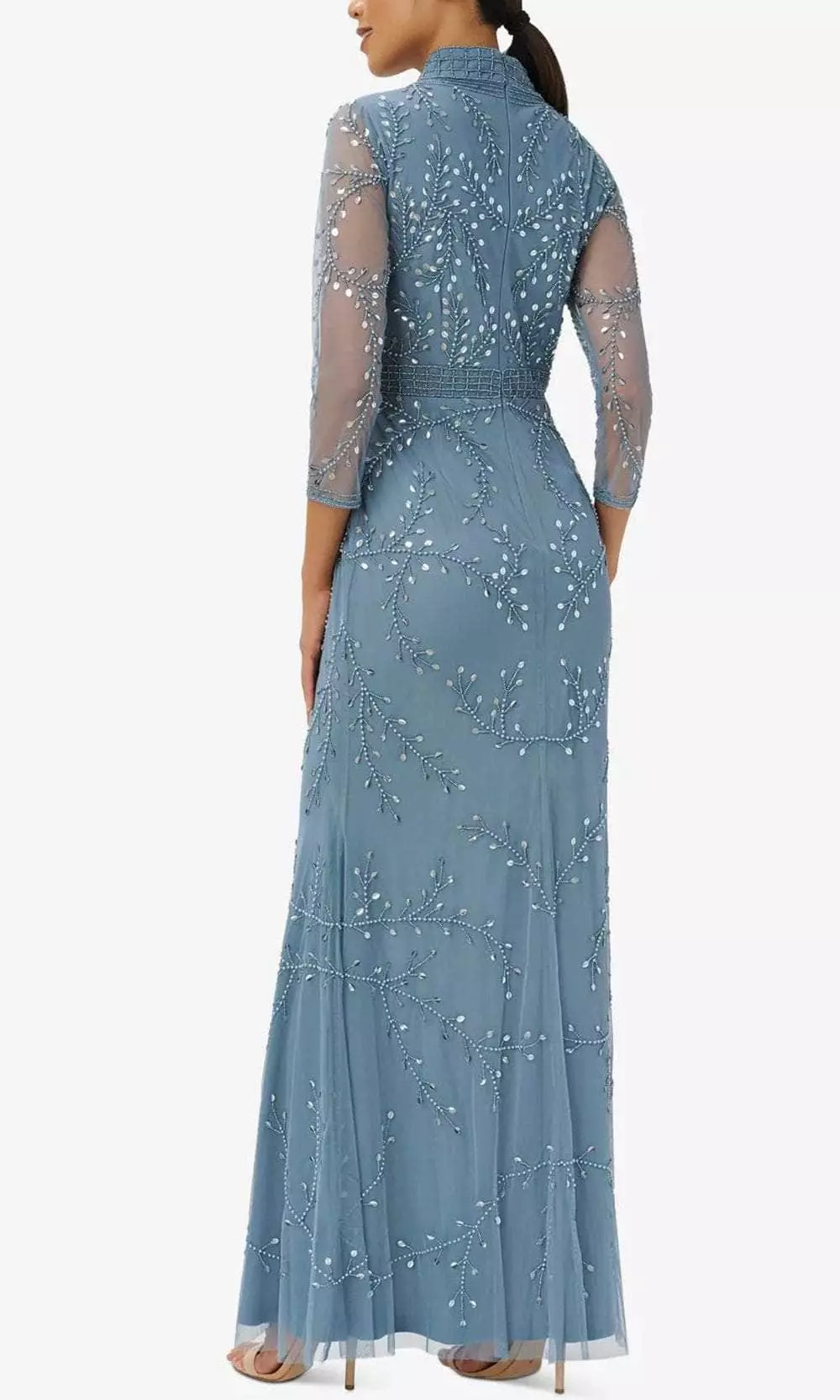 Adrianna Papell AP1E209946 P - Beaded Quarter Sleeve Evening Gown 2 Adrianna Papell AP1E209946 P - Beaded Quarter Sleeve Evening Gown - Image 2
