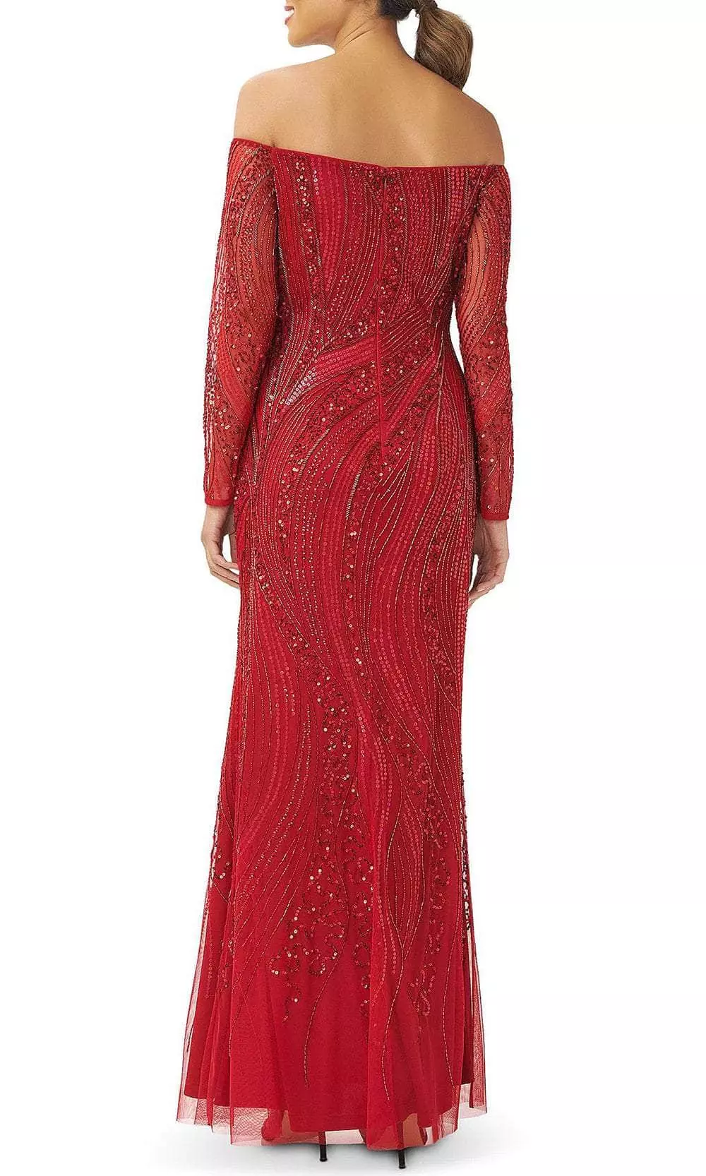 Adrianna Papell AP1E210117 P - Beaded Off Shoulder Evening Gown 2 Adrianna Papell AP1E210117 P - Beaded Off Shoulder Evening Gown - Image 2