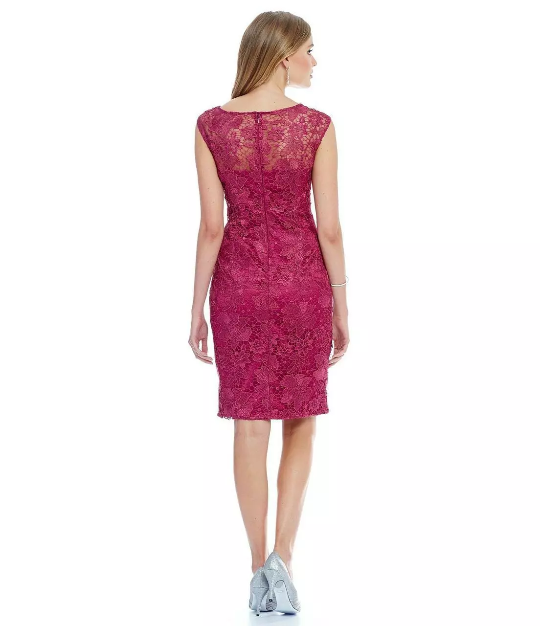 Adrianna Papell - Bateau Neckline Lace Cocktail Dress 81925540 2 Adrianna Papell - Bateau Neckline Lace Cocktail Dress 81925540 - Image 2
