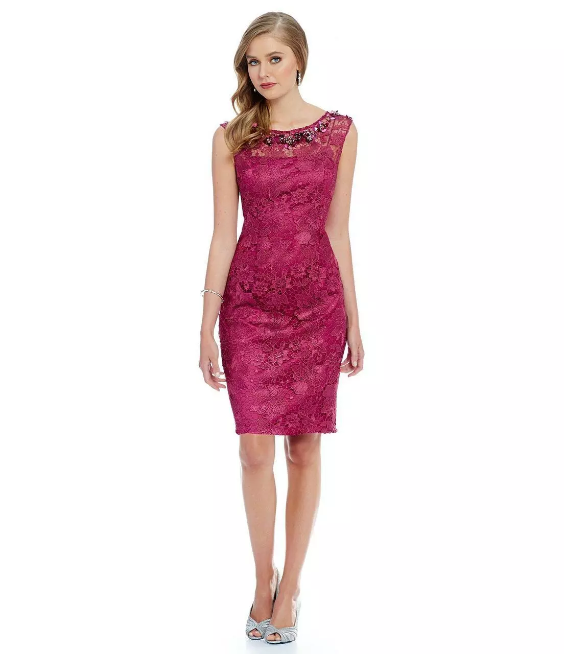 Adrianna Papell - Bateau Neckline Lace Cocktail Dress 81925540 1 Adrianna Papell - Bateau Neckline Lace Cocktail Dress 81925540