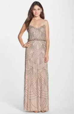 Adrianna Papell - Beaded Blouson Dress 91891180 -Deals Adrianna Papell Store adrianna papell beaded blouson dress 91891180 special occasion dress 14 taupe pink 5446134693945