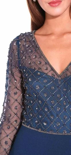 Adrianna Papell - Embellished V-Neck Evening Dress AP1E203730 - 1 Pc Deep Blue In Size 4 Available -Deals Adrianna Papell Store adrianna papell embellished v neck evening dress ap1e203730 1 pc deep blue in size 4 available ccsale 10947560407123