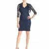 Adrianna Papell - Embellished V-Neck Sheath Dress 15253710