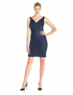 Adrianna Papell - Embellished V-Neck Sheath Dress 15253710 -Deals Adrianna Papell Store adrianna papell embellished v neck sheath dress 15253710 special occasion dress 5446079381561
