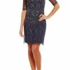 Adrianna Papell - Jewel Neckline Embellished Short Dress 41922610