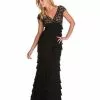 Adrianna Papell - Lace V-Neck Chiffon Dress 41837860