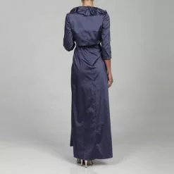 Adrianna Papell - Long Satin Dress With Ruffle Neck Bolero 81848880 -Deals Adrianna Papell Store adrianna papell long satin dress with ruffle neck bolero 81848880 special occasion dress 5446078267449