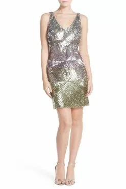 Adrianna Papell - Multi-Color Sequined Short Dress 41921970
