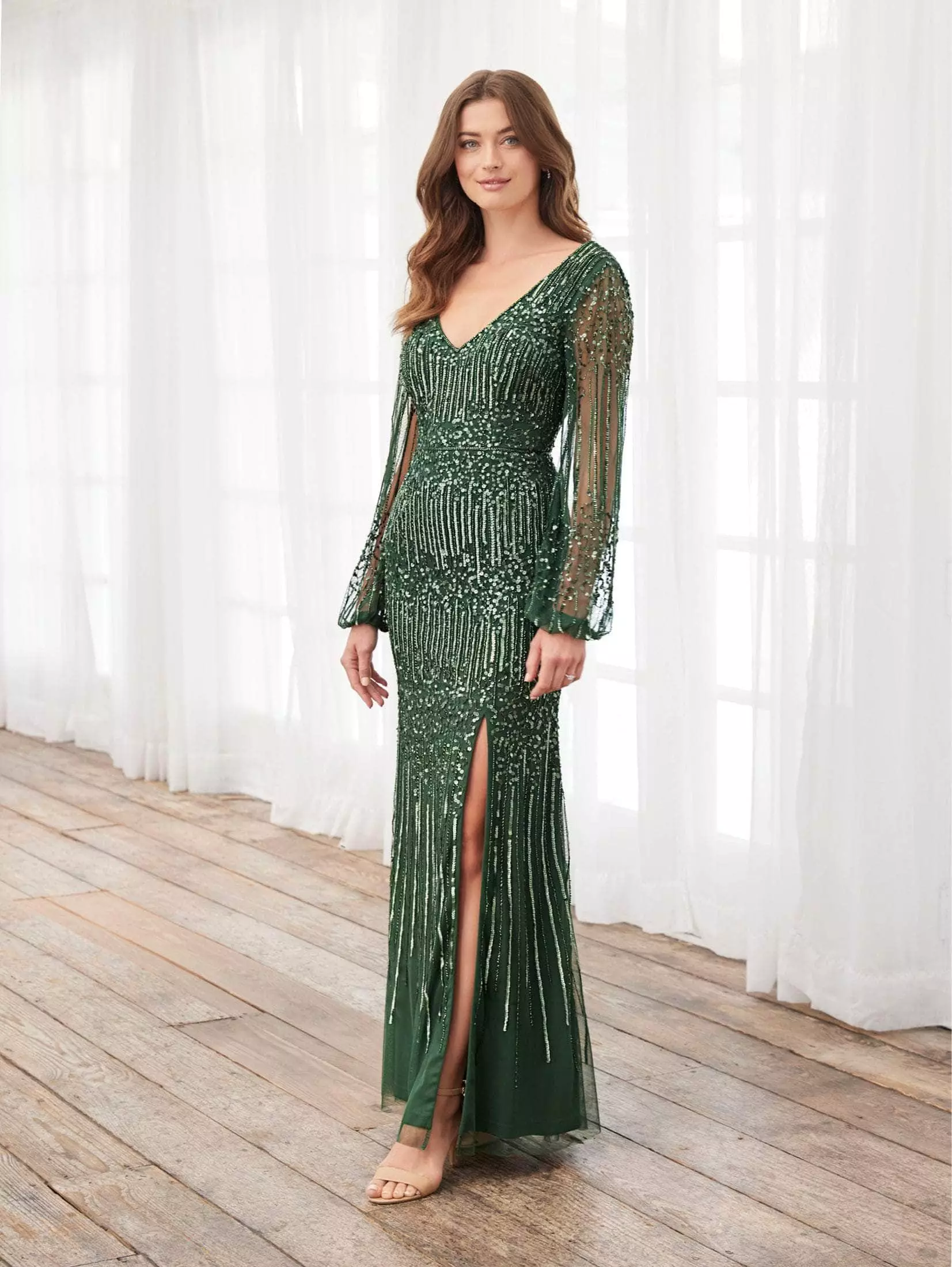Adrianna Papell Platinum 40400 - Sequin V Neck Evening Dress 4 Adrianna Papell Platinum 40400 - Sequin V Neck Evening Dress - Image 4