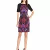 Adrianna Papell - Print Colorblock Short Sheath Dress AP1D100057