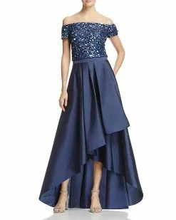 Adrianna Papell - Sequined High Low Gown AP1E201583 -Deals Adrianna Papell Store adrianna papell sequined high low gown ap1e201583 special occasion dress 2 twilight 5446272352313