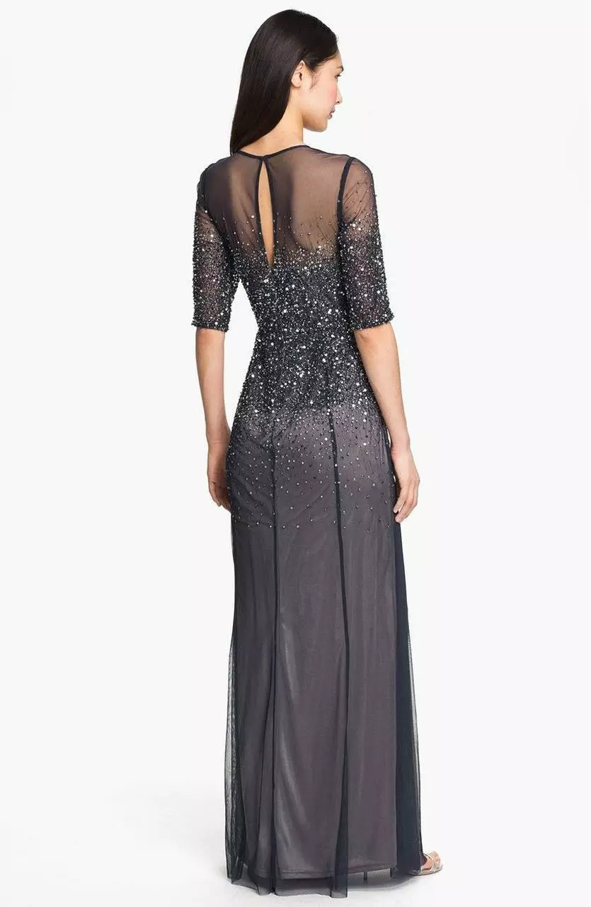Adrianna Papell - Sequined Jewel Neck Dress 91863332 2 Adrianna Papell - Sequined Jewel Neck Dress 91863332 - Image 2