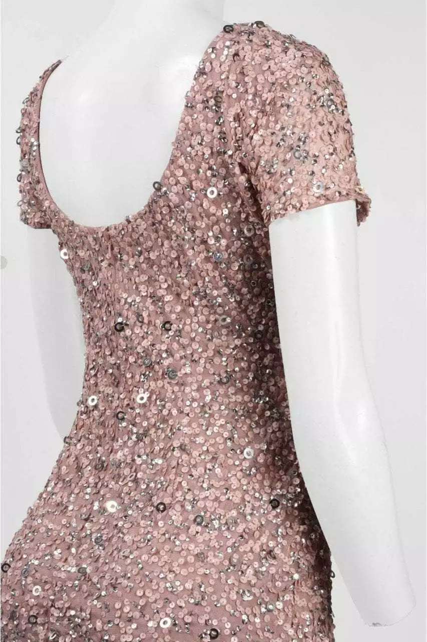 Adrianna Papell - Sequined Mesh Dress 41900220 6 Adrianna Papell - Sequined Mesh Dress 41900220 - Image 6