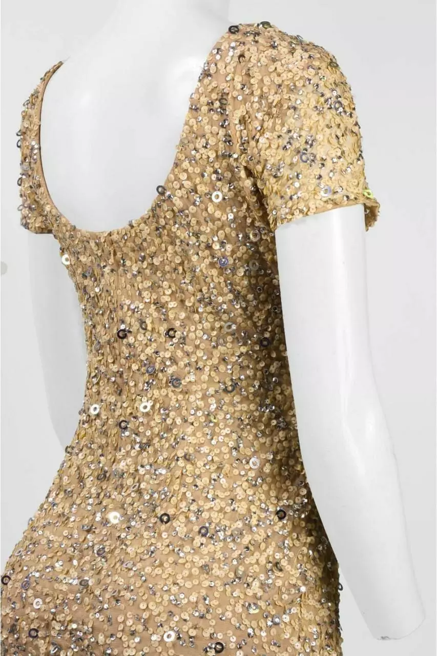 Adrianna Papell - Sequined Mesh Dress 41900220 5 Adrianna Papell - Sequined Mesh Dress 41900220 - Image 5