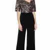 Adrianna Papell - Sequined V Neck Jumpsuit AP1E206295 - 1 Pc Black Rosegold In Size 2 Available