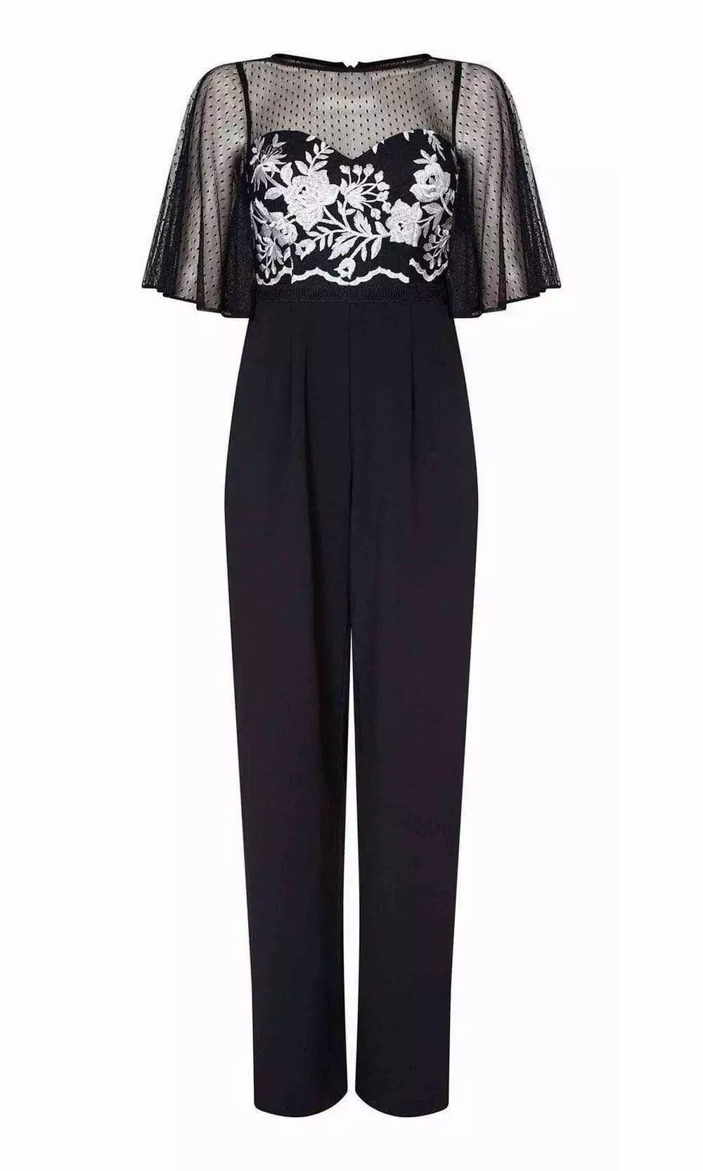 Adrianna Papell - Sheer Overlay Embroidered Jumpsuit AP1E205755 - 1 Pc Black Ivory In Size 20 Available 3 Adrianna Papell - Sheer Overlay Embroidered Jumpsuit AP1E205755 - 1 Pc Black Ivory In Size 20 Available - Image 3
