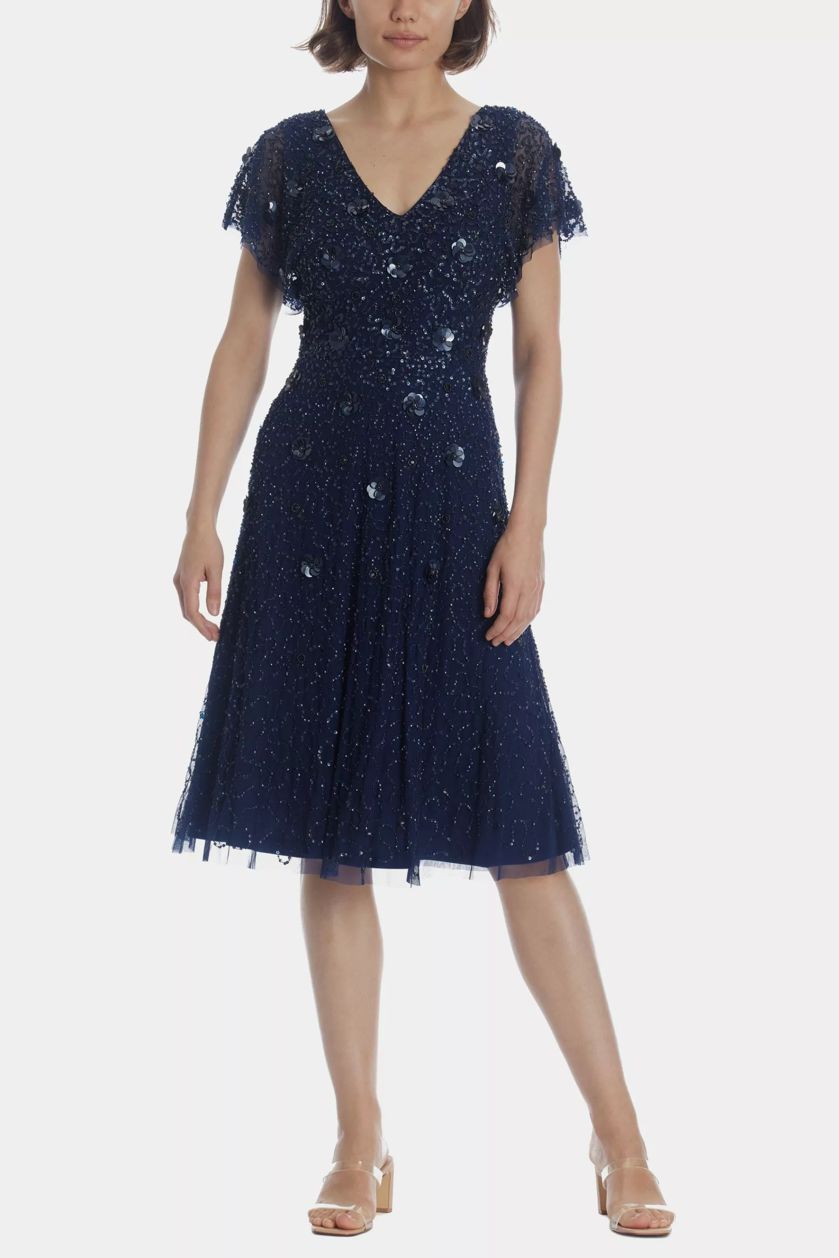 Adrianna Papell Beaded Flutter Dress 1 Adrianna Papell Beaded Flutter Dress