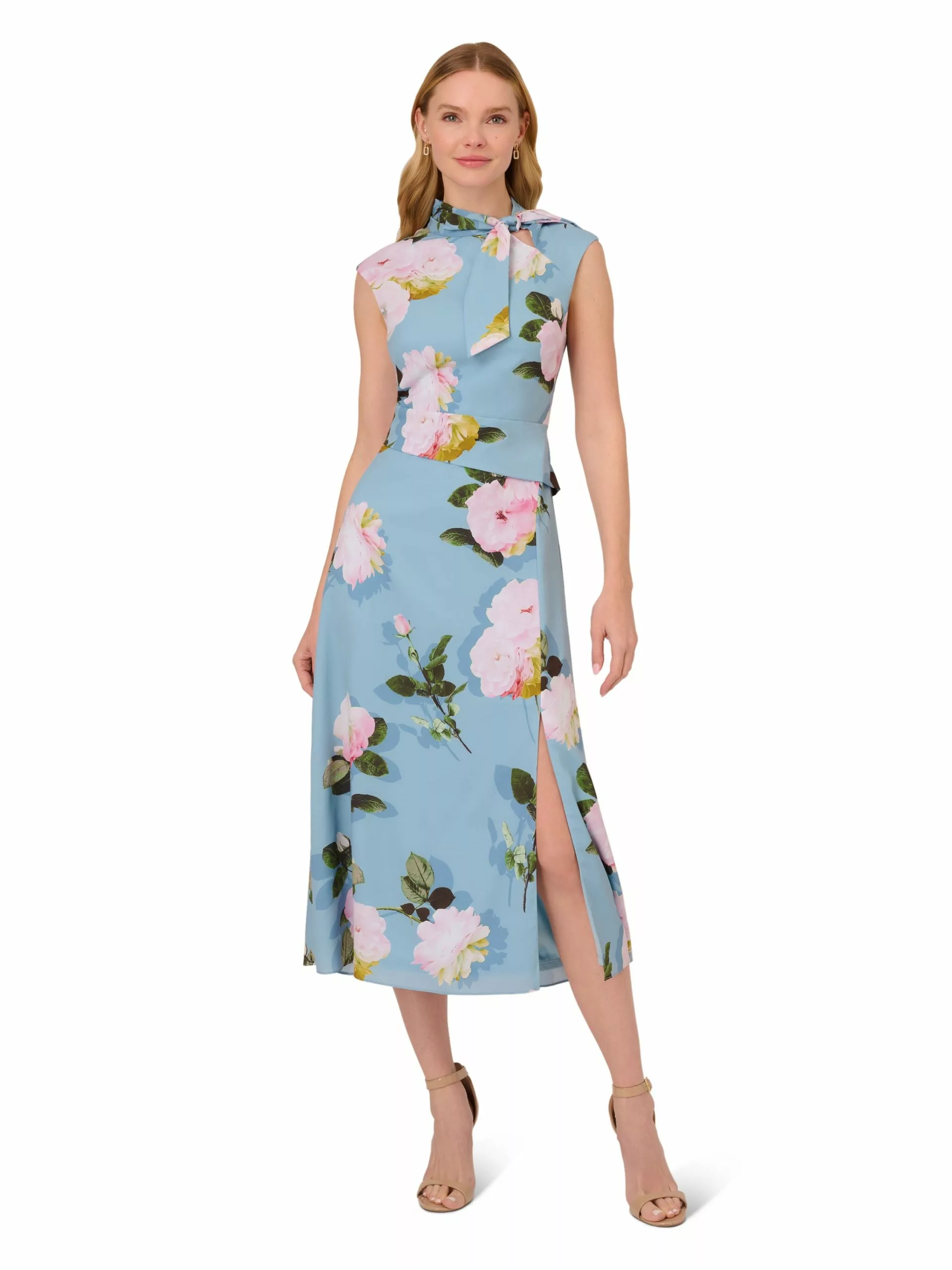 Adrianna Papell Floral Printed Tie Neck Dress 5 Adrianna Papell Floral Printed Tie Neck Dress - Image 5