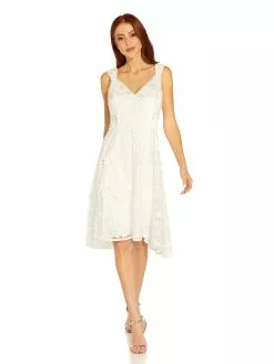 Adrianna Papell Ivory Lace Cocktail Dress