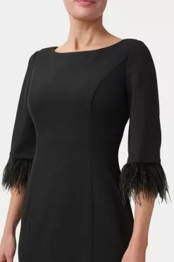 Adrianna Papell Feather Trimmed Crepe Sheath -Deals Adrianna Papell Store cc24cc68 9aa7 471e 8e33 83737f0e040b