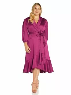 Adrianna Papell Satin Crepe Wrap Dress -Deals Adrianna Papell Store d1f5ddb7 8416 4d2f b804 97ab7b890e03