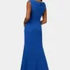 Adrianna Papell Crepe Draped Collared Gown