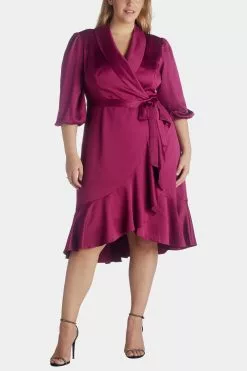 Adrianna Papell Satin Crepe Wrap Dress