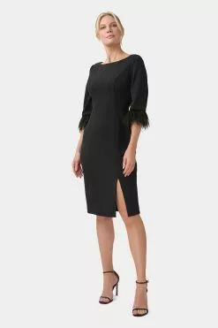 Adrianna Papell Feather Trimmed Crepe Sheath -Deals Adrianna Papell Store d43acf65 96ad 4298 8879 8706c9d72faf