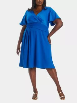 Adrianna Papell Satin Crepe Flutter Dress