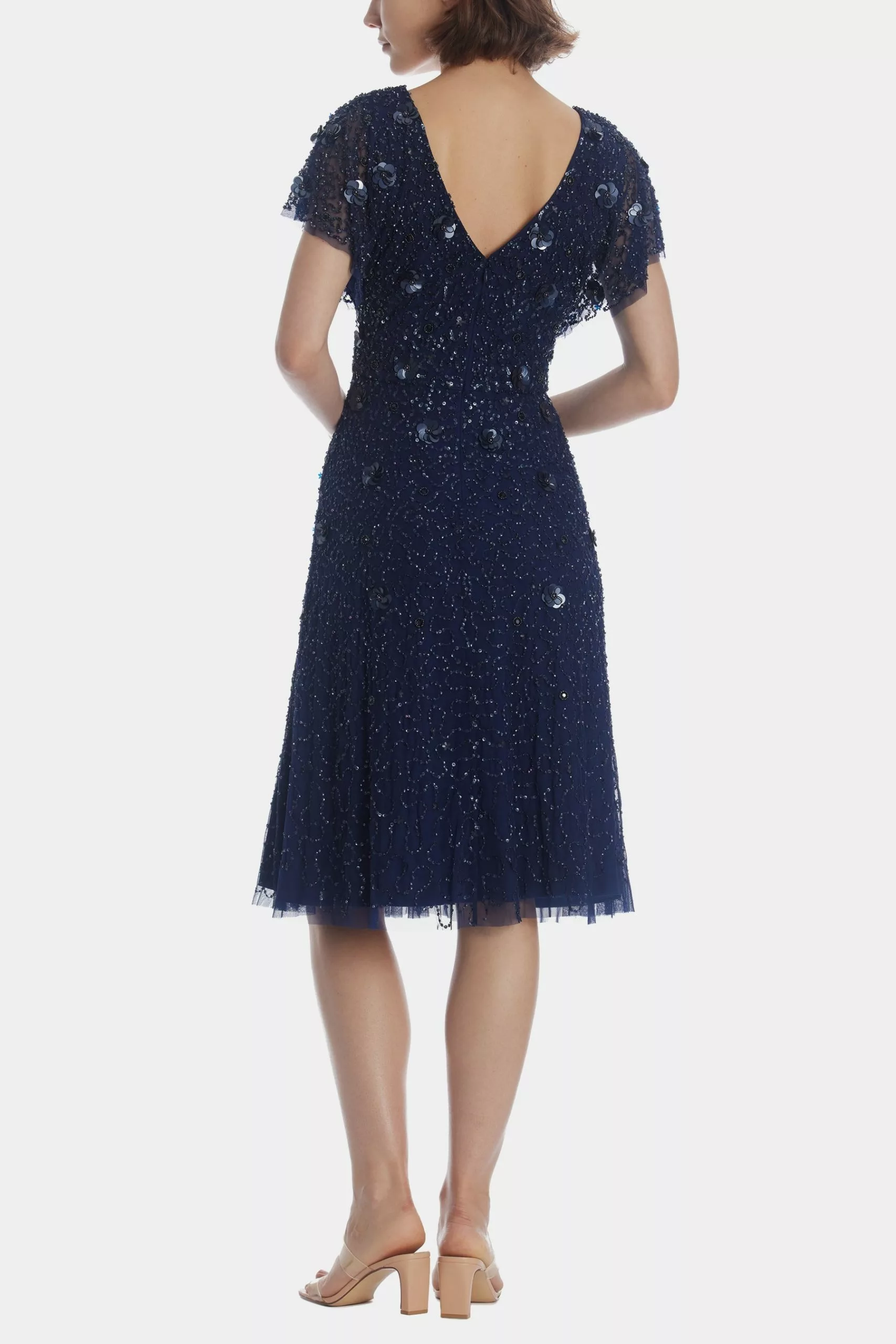 Adrianna Papell Beaded Flutter Dress 3 Adrianna Papell Beaded Flutter Dress - Image 3